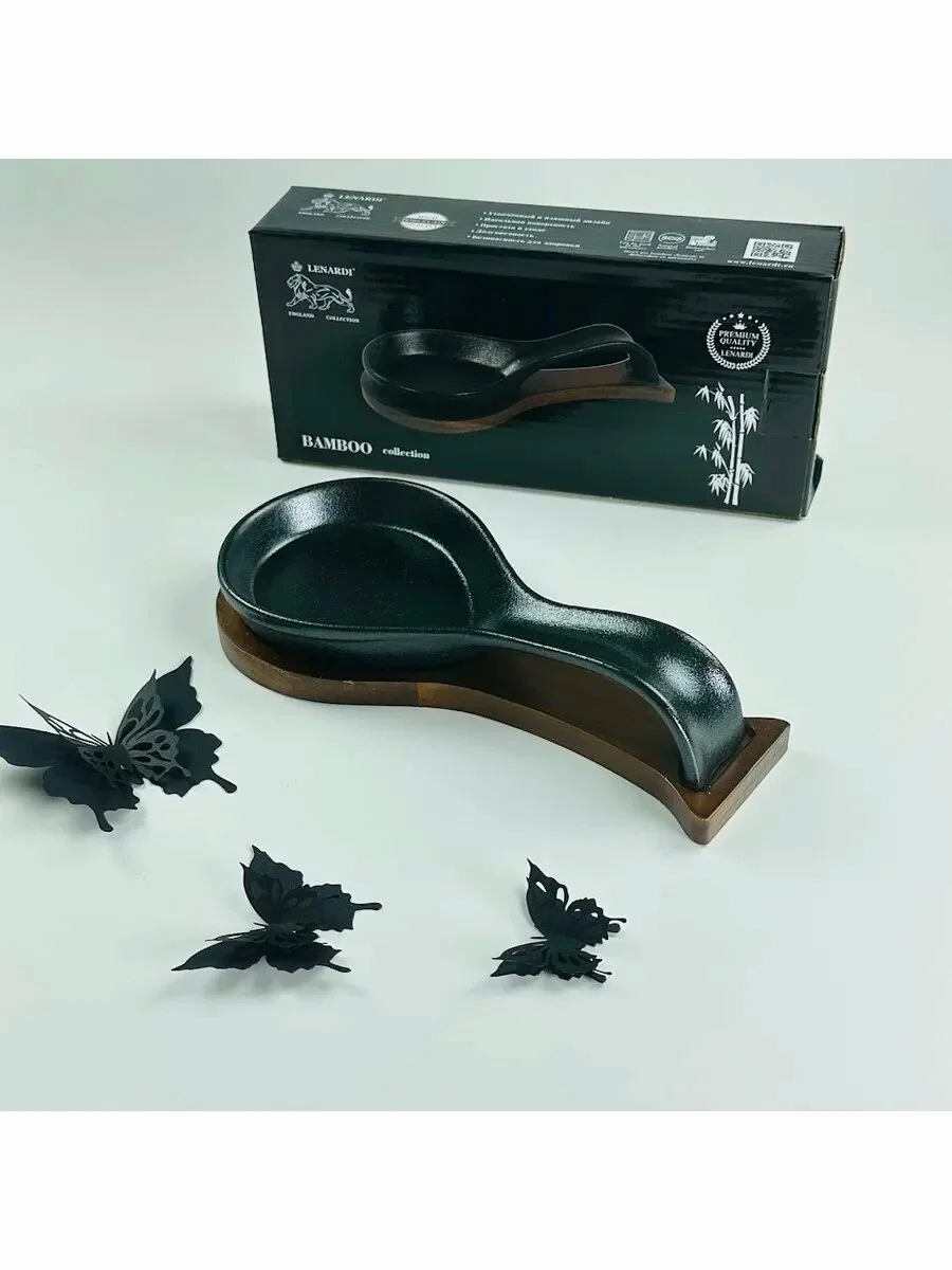 235-029 Ложка подставка 23см на подставке BLACKWOOD в под.уп.(х24)Фарфор