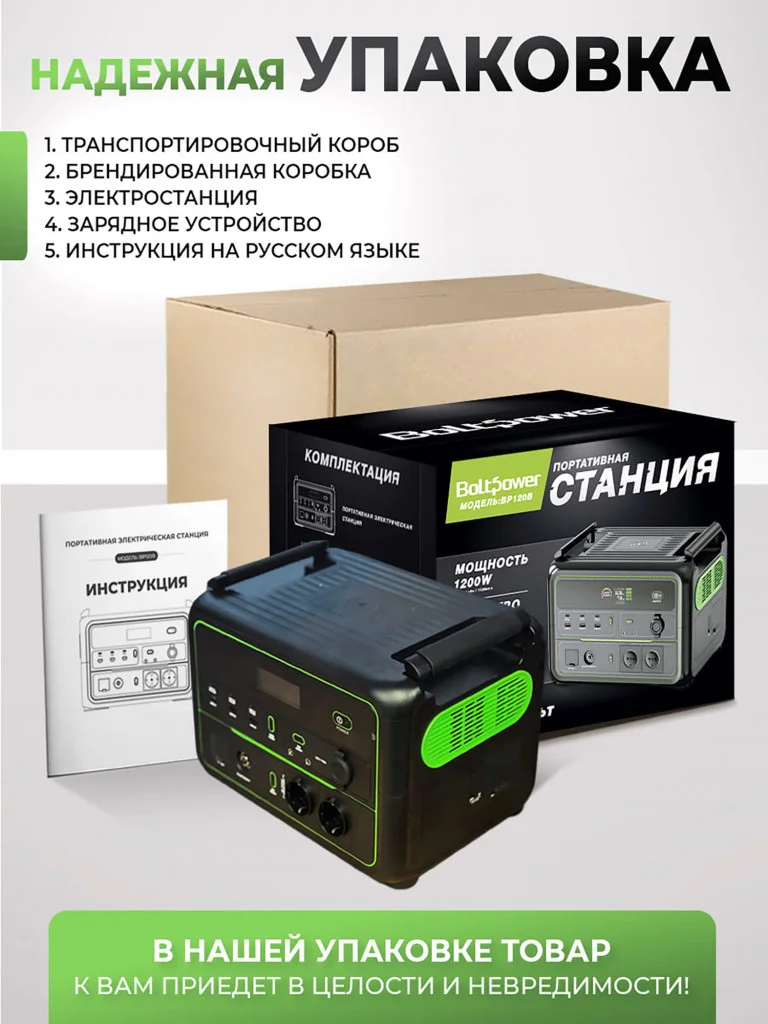 Портативная зарядная электростанция BOLTPOWER 1200Вт