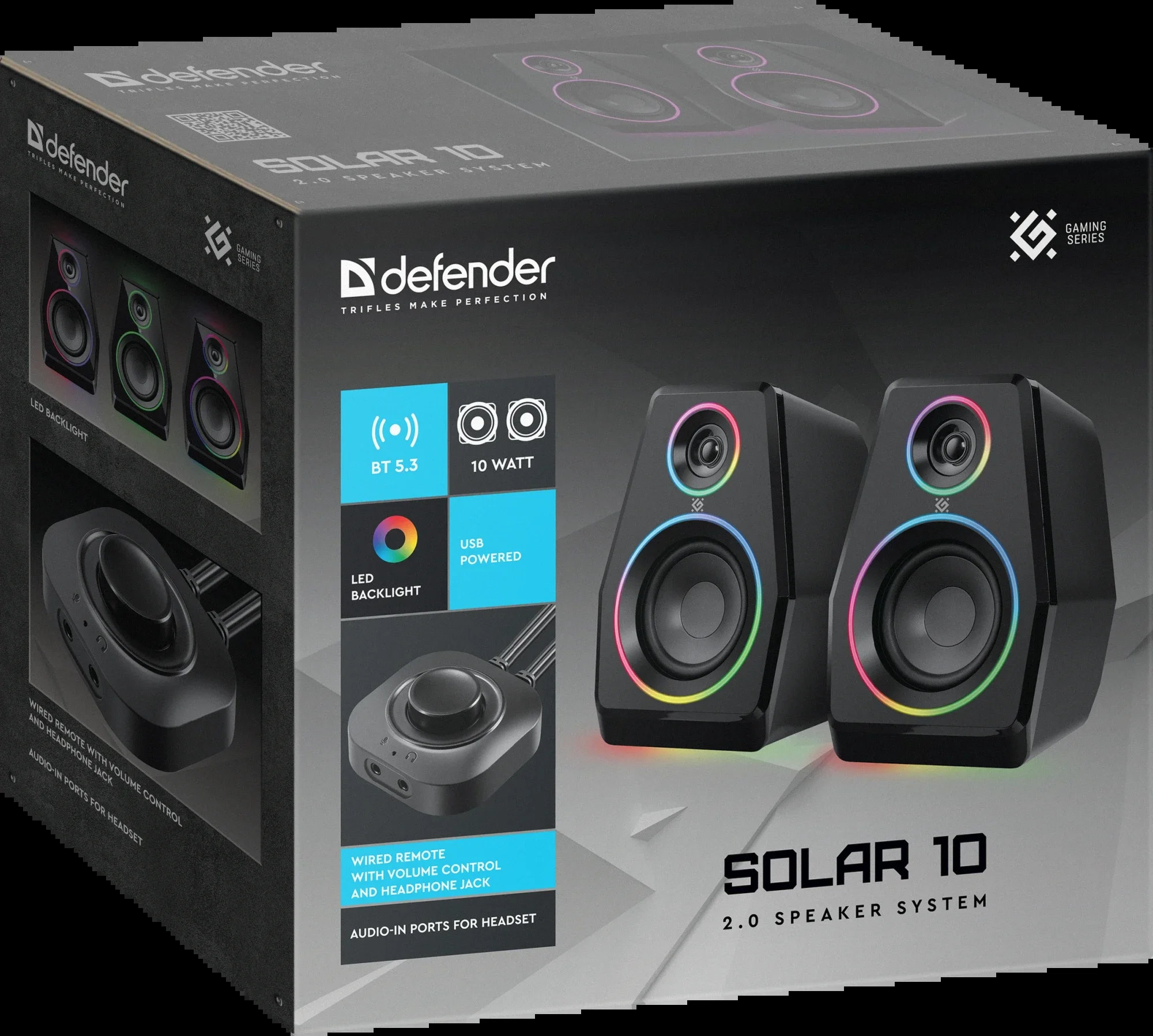 Defender Акустическая 2.0 система Solar 10 10Вт, BT/Light питание от USB