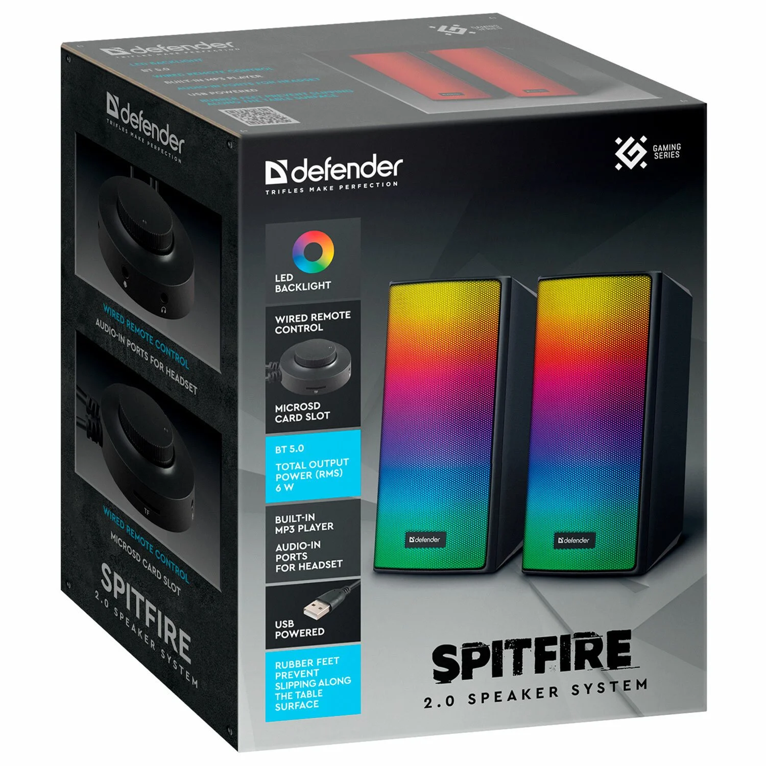 Defender Акустическая 2.0 система Spitfire 6Вт, BT/light, питание от USB