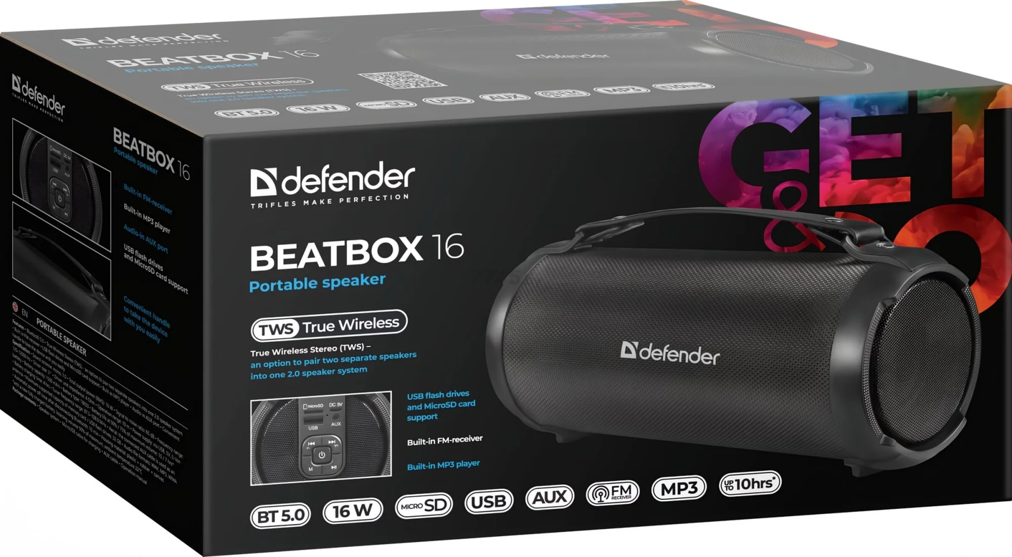 Defender Портативная акустика Beatbox 16 16Вт, BT/FM/TF/USB/AUX/TWS