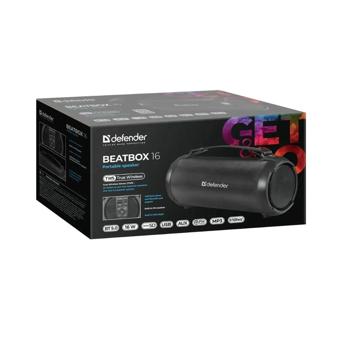 Defender Портативная акустика Beatbox 16 16Вт, BT/FM/TF/USB/AUX/TWS