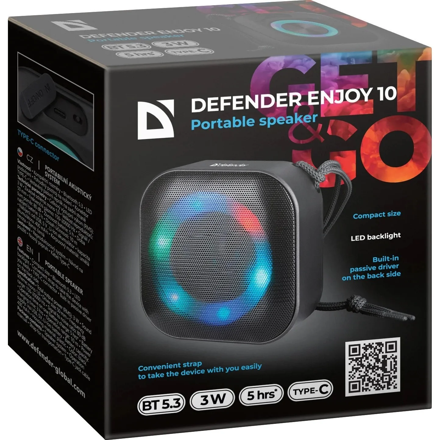 Defender Портативная колонка Enjoy 10 3Вт, черный, BT/light/400mAh