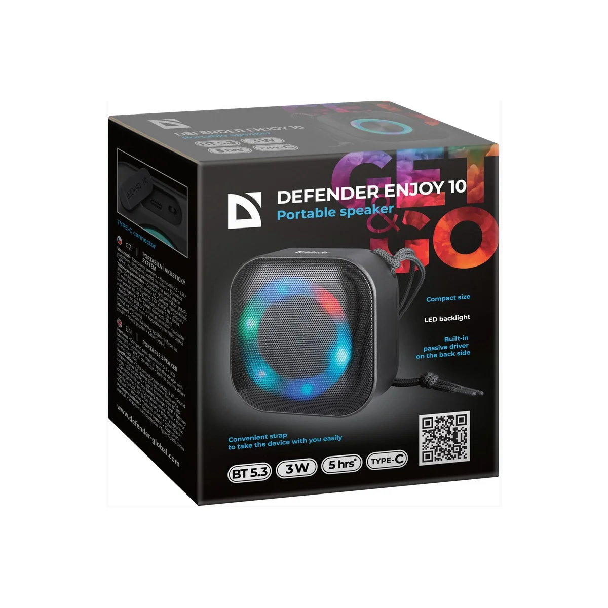 Defender Портативная колонка Enjoy 10 3Вт, черный, BT/light/400mAh