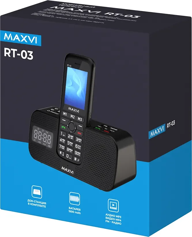 Мобильный телефон Maxvi RT-03 + док-станция, черный