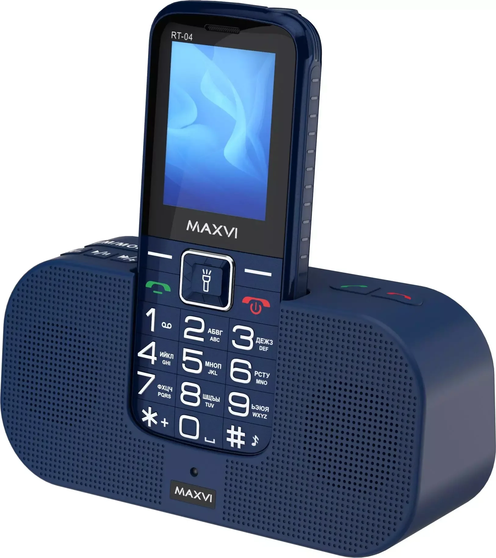 Мобильный телефон Maxvi RT-04 + док-станция, синий