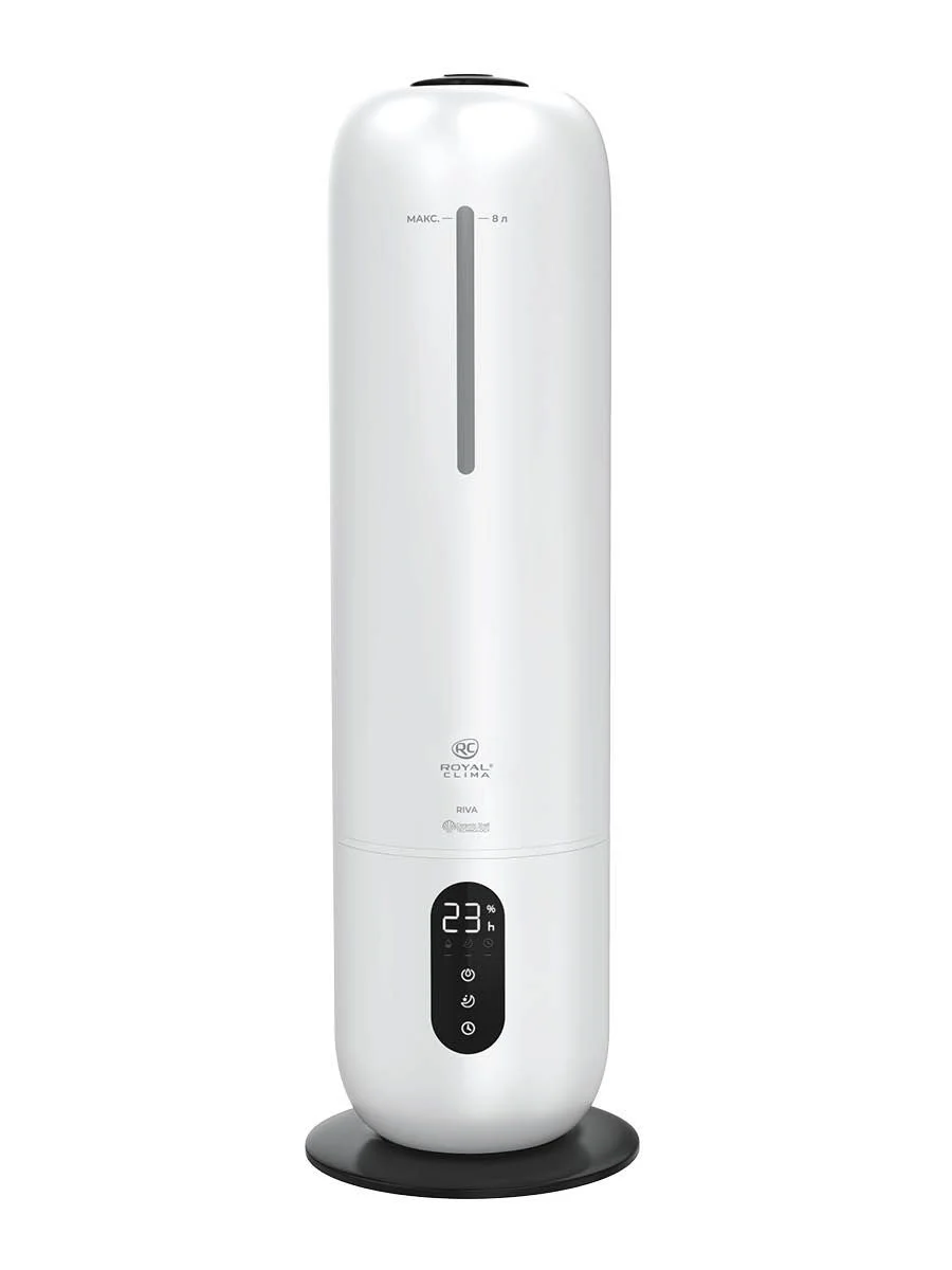 Увлажнитель воздуха Royal Clima RIVA RUH-RV300/8.0E-WT белый, 30 м², 8 л, ультразвуковой, гигростат, ароматизация, пульт ДУ, ночной режим, верхний зал