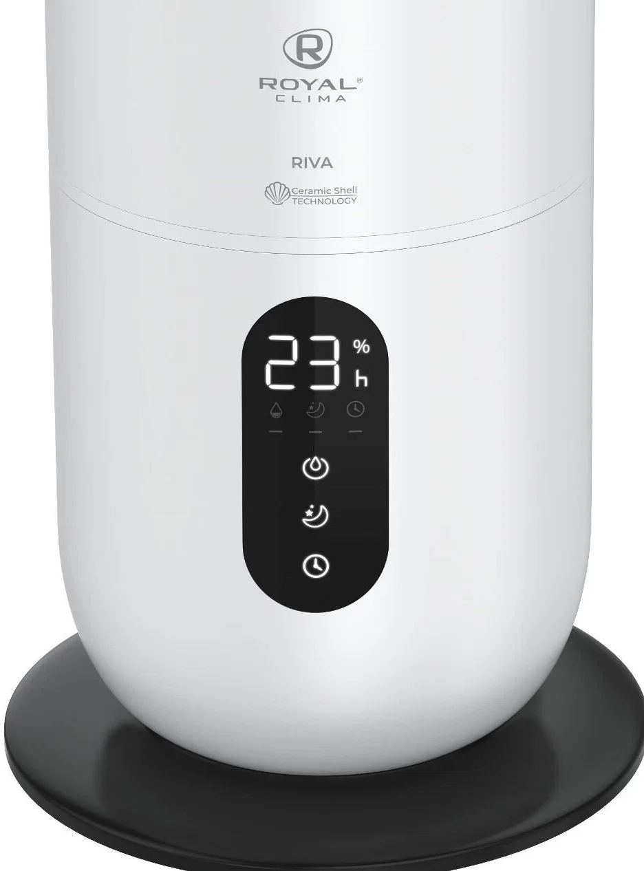 Увлажнитель воздуха Royal Clima RIVA RUH-RV300/8.0E-WT белый, 30 м², 8 л, ультразвуковой, гигростат, ароматизация, пульт ДУ, ночной режим, верхний зал
