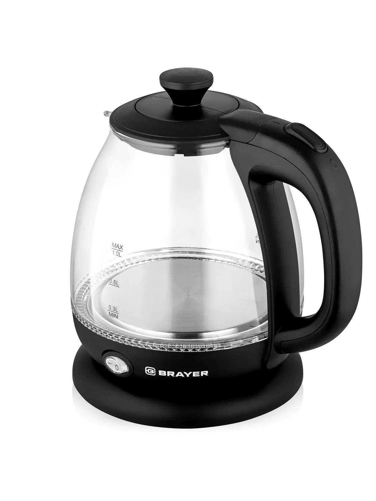 Эл,чайник BRAYER BR6106, 1100 Вт, 1 л, стеклянный, автоотключ, подсветка