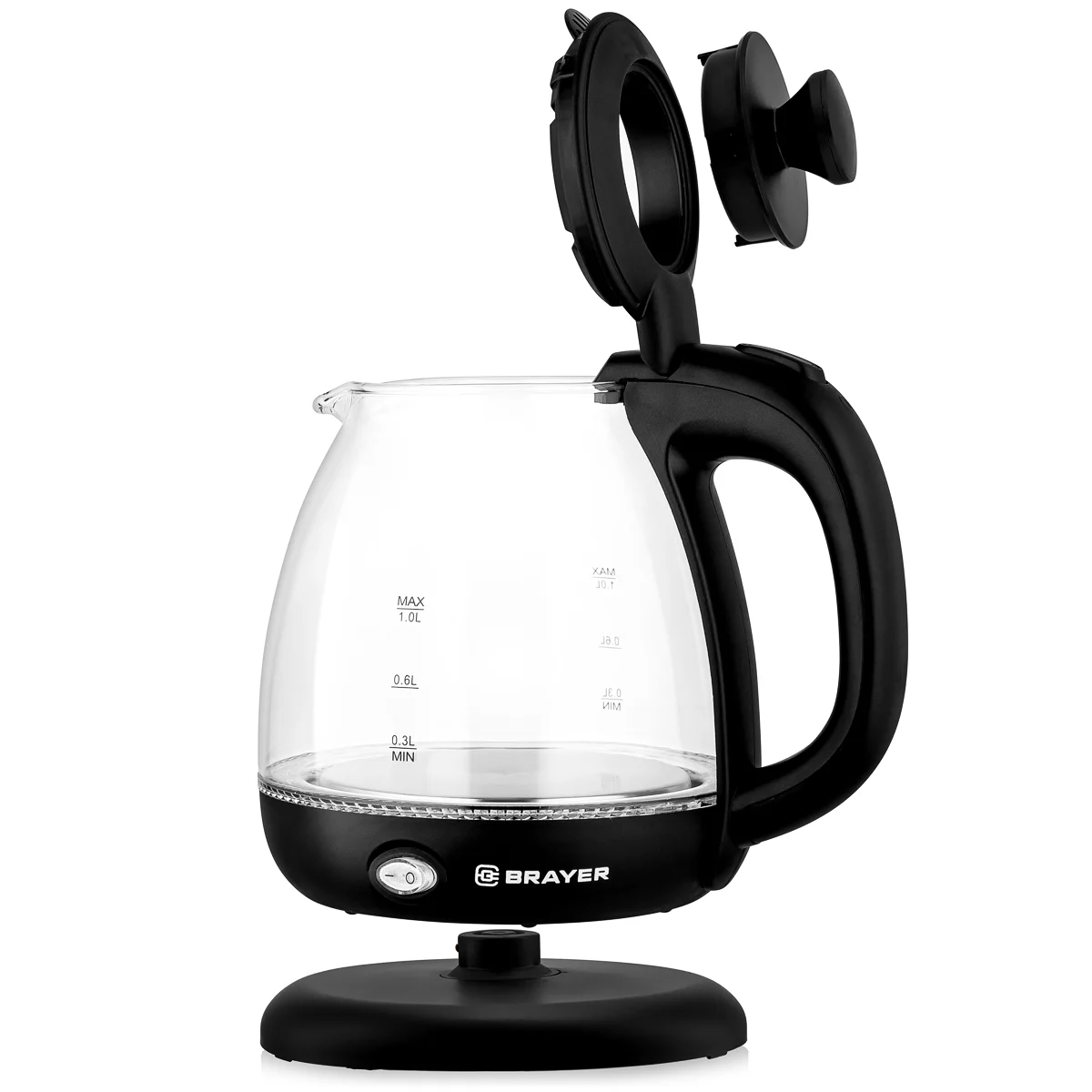 Эл,чайник BRAYER BR6106, 1100 Вт, 1 л, стеклянный, автоотключ, подсветка