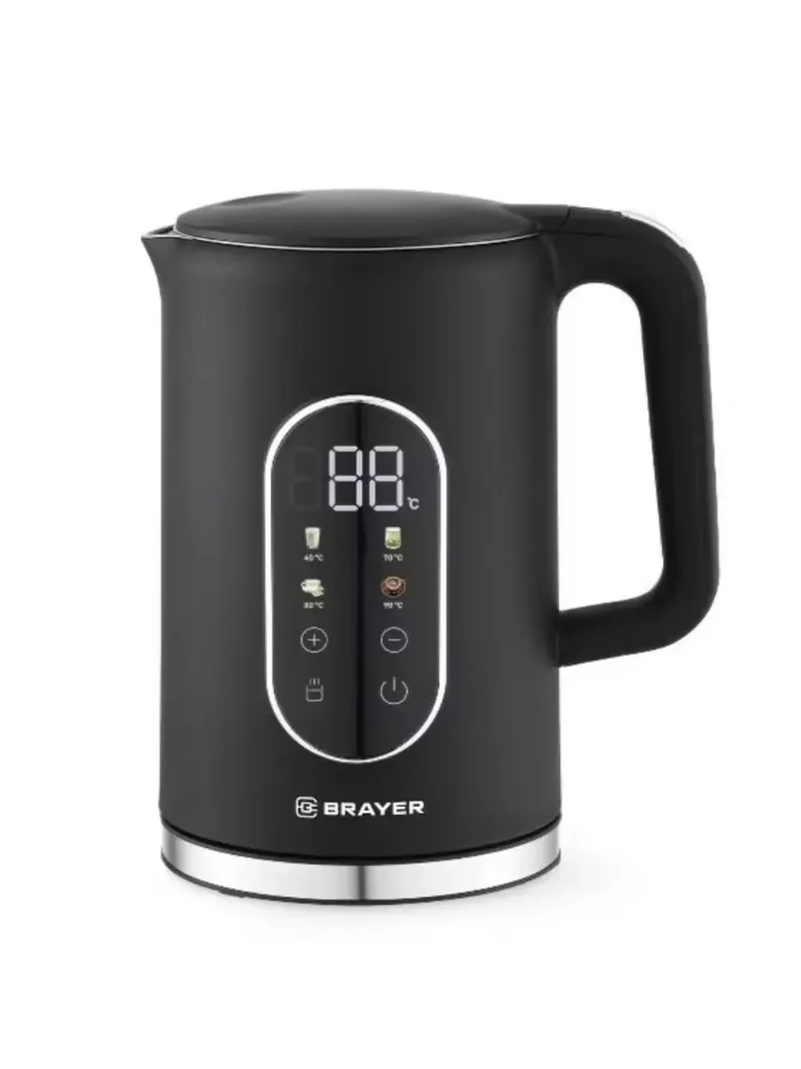 Эл,чайник BRAYER BR6107BK, 2200 Вт, 1,7 л, Cool Touch, cенсорное управл, автоотключ
