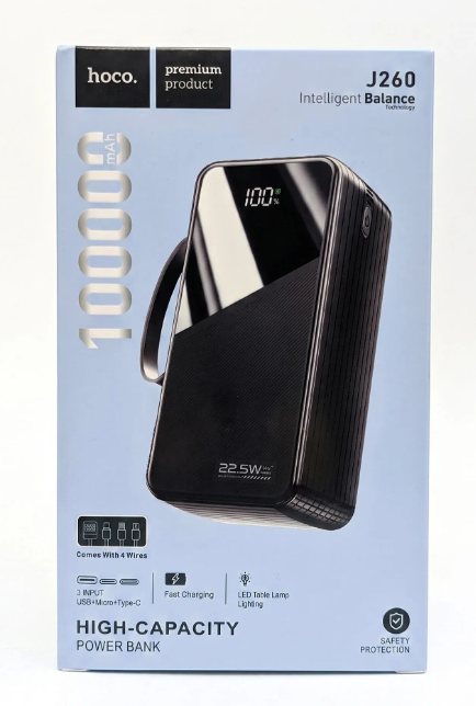 Внешний аккумулятор (Power Bank) 100 000 mAh, HOCO J260