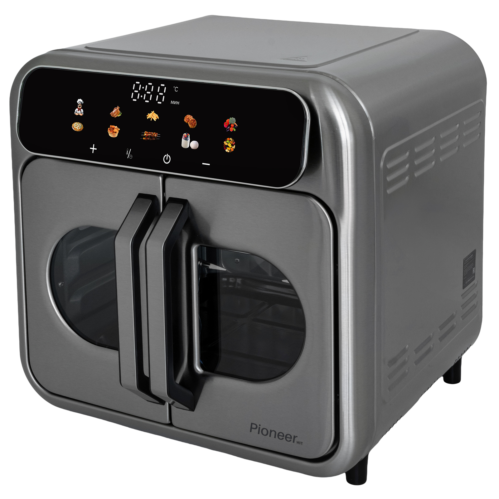 Аэрогрили Pioneer SM615D steel, 5 в 1, 1900Вт, 26л, 10 программ °С: 30-220, сенсорное
