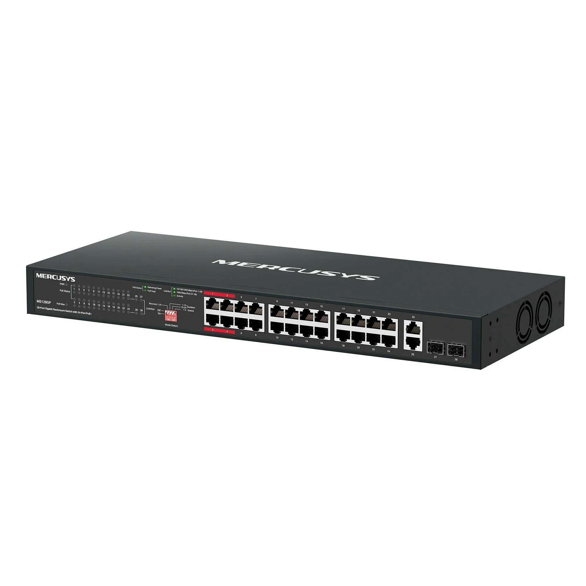 Гигабитный 28-портовый монтируемый в стойку коммутатор Mercusys MS128GP с 24 портами PoE+