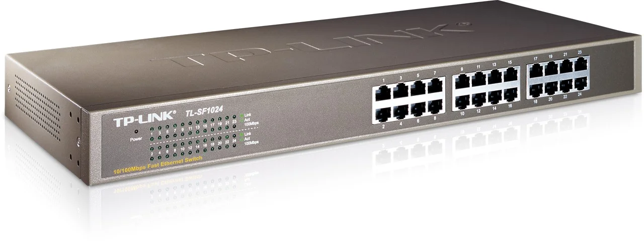 Коммутатор 24-Port 10/100 Mbps Switch, 24 10/100 Mbps RJ45 Ports, Switch/VLAN/Extend working mode DIP switch, Rack-mountable Steel Case, Power Saving,