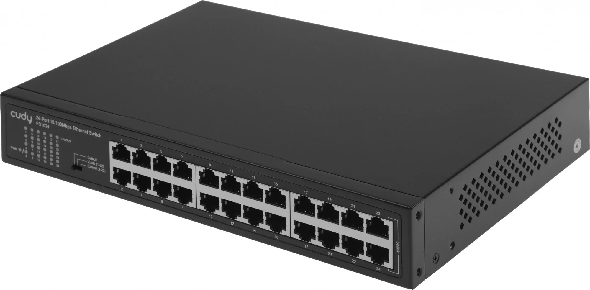 Коммутатор 24-Port 10/100 Mbps Switch, 24 10/100 Mbps RJ45 Ports, Switch/VLAN/Extend working mode DIP switch, Rack-mountable Steel Case, Power Saving,