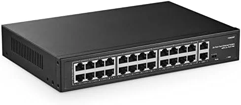 Коммутатор 24-port 10/100Mbps Unmanaged PoE+ Switch with 2 combo RJ-45/SFP uplink ports, metal case, rack mount, 24 802.3af/at compliant PoE+ ports, 2