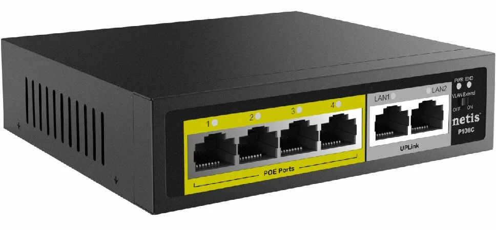 Коммутатор 6PORT NETIS P106C 10/100M 4POE