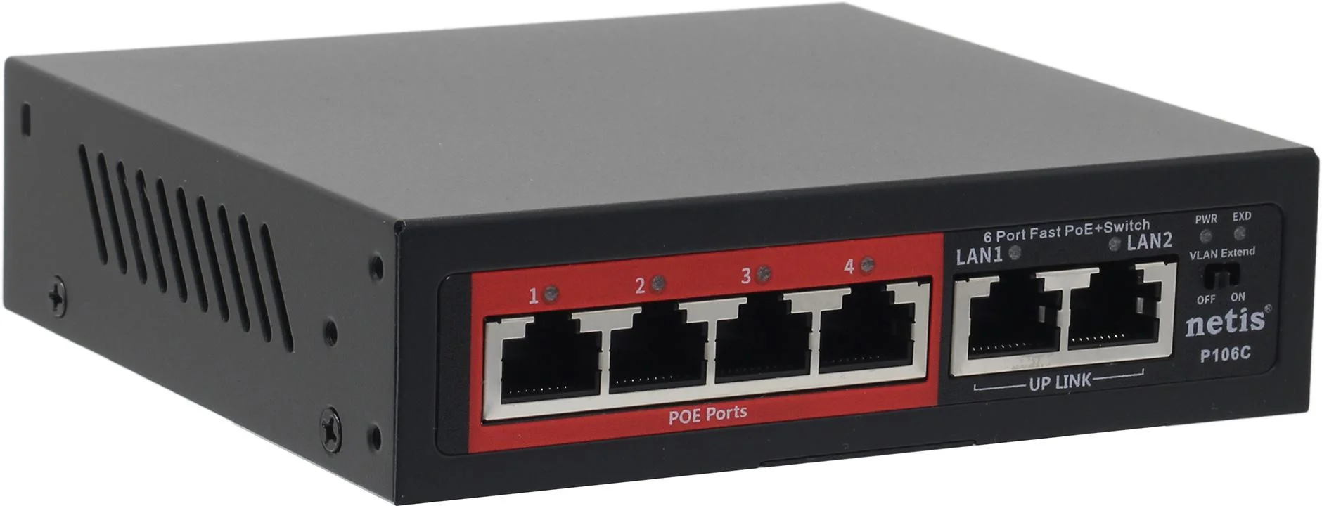 Коммутатор 6PORT NETIS P106C 10/100M 4POE