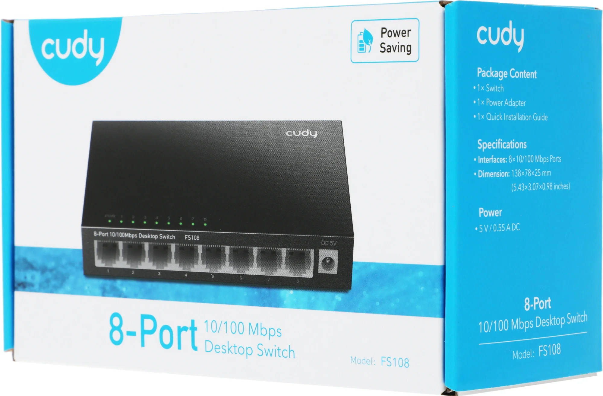 Коммутатор 8-Port 10/100 Mbps Desktop Switch, 8 10/100M RJ45 Ports, Loop Detection, Metal Case, Power Saving, Plug & Play