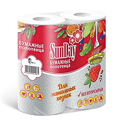 VETTA Полотенца бумажные 2 рул, двухслойные, Sunday