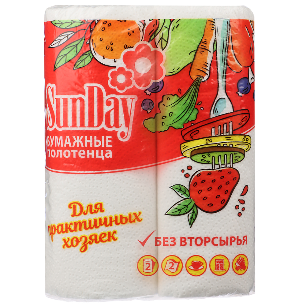 VETTA Полотенца бумажные 2 рул, двухслойные, Sunday