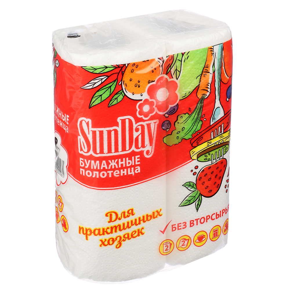 VETTA Полотенца бумажные 2 рул, двухслойные, Sunday