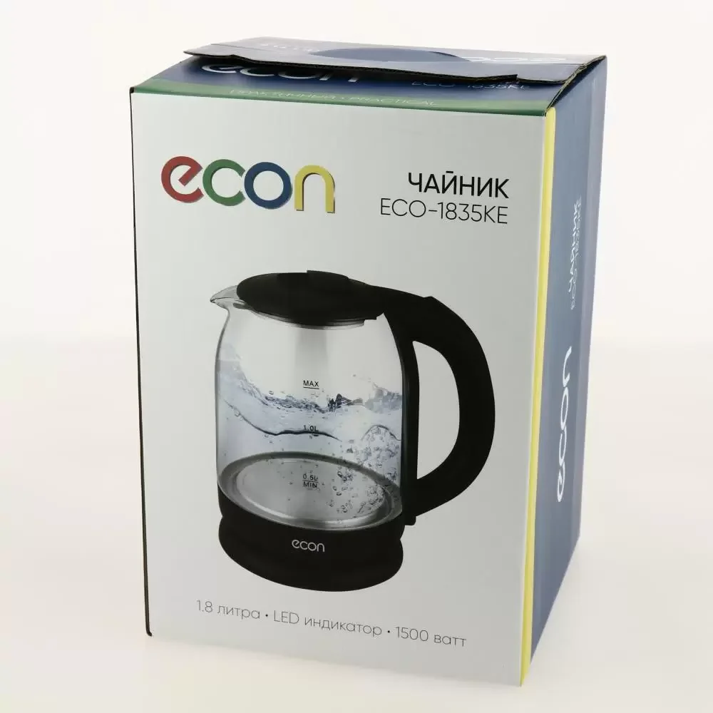 Эл,чайник ECON ECO-1835KE (1500 Вт, 1,8 л, стекло)