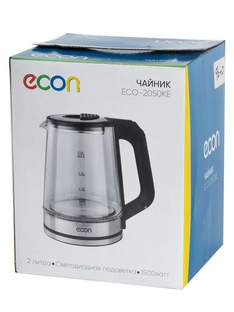 Эл,чайник ECON ECO-2050KE 2 л, 1500 Вт,стекло