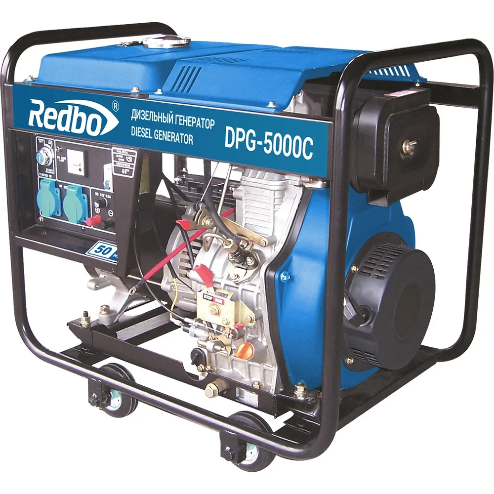 Генератор дизельный "Redbo" DPG-5000C (5.0-5.5кВт, ручной старт, колеса)