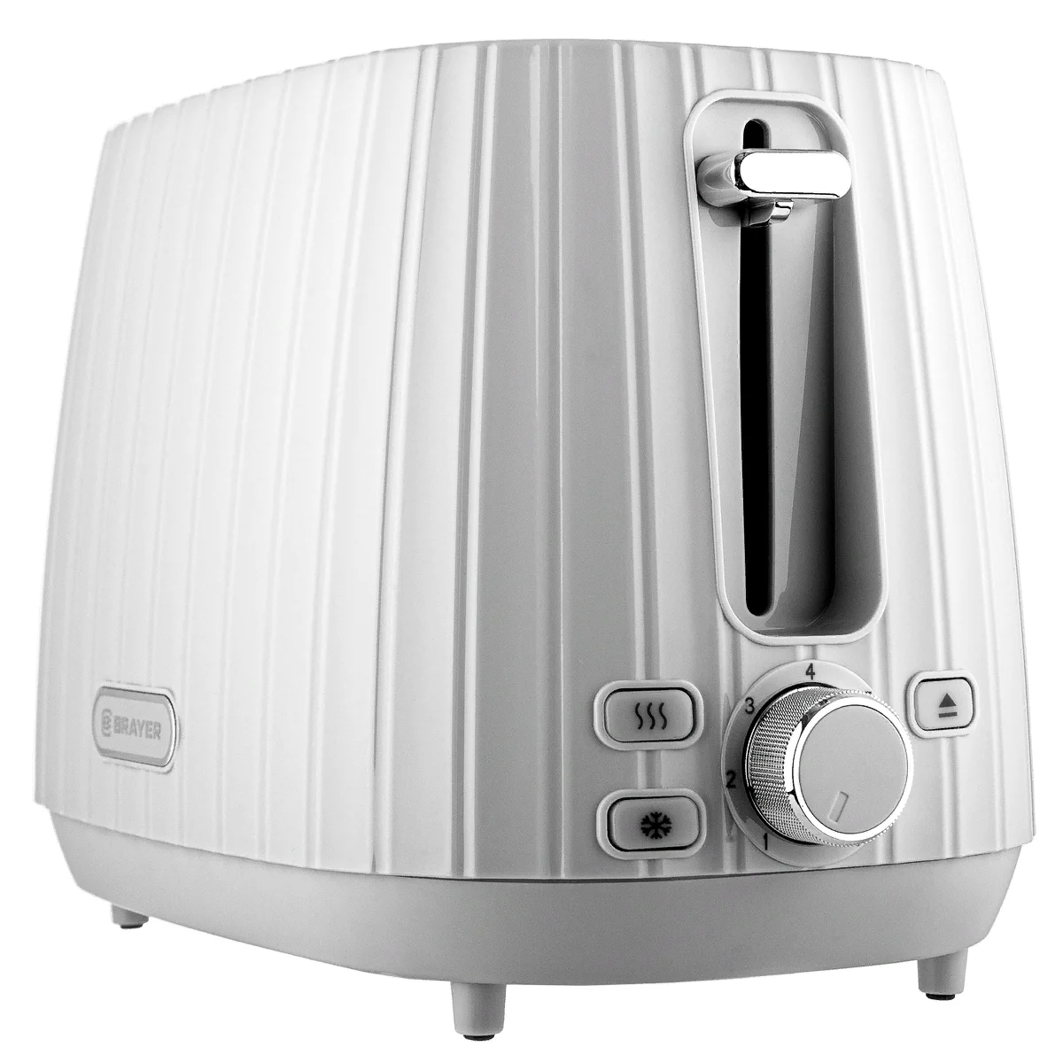Тостер BRAYER BR2104WH, 930 Вт, 7 реж, автодогр, размор, отмена, автоотключ,2 тоста одновр, съем.по