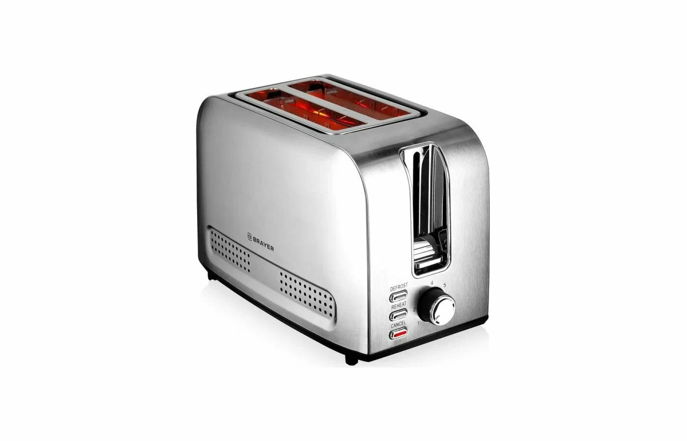 Тостер BRAYER BR2110, 850 Вт, 7 реж, автодогр, размор, отмена, автоотключ,2 тоста одновр, съем.подд