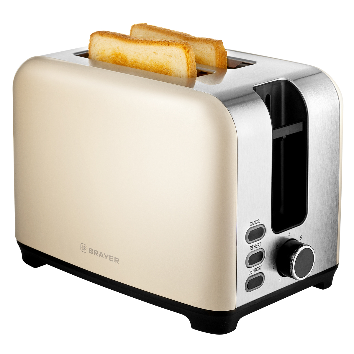 Тостер BRAYER BR2111, 930 Вт, 7 реж, автодогр, размор, отмена, автоотключ,2 тоста одновр, съем.подд
