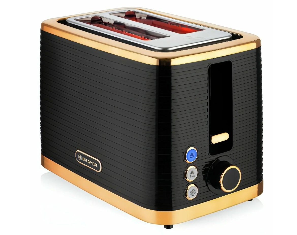 Тостер BRAYER BR2112, 930 Вт, 7 реж, автодогр, размор, отмена, автоотключ,2 тоста одновр, съем.подд
