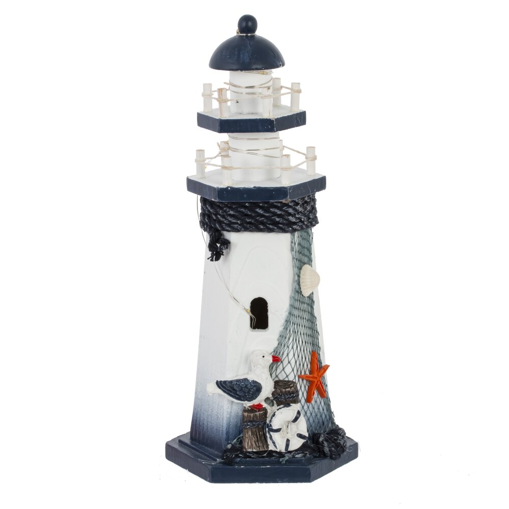 Фигурка декоративная "Маяк" (подсветка 3xLR44) , L11,, L11,5 W10 H26,5 см, 4в.
