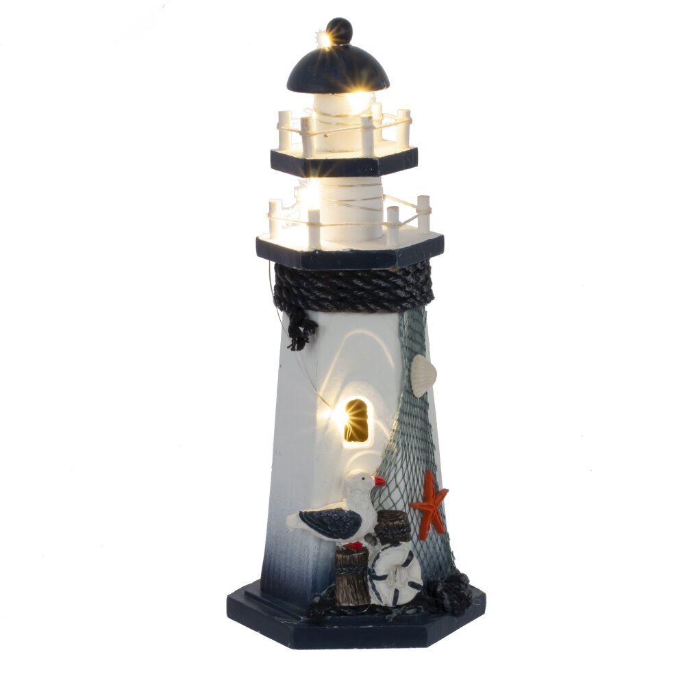 Фигурка декоративная "Маяк" (подсветка 3xLR44) , L11,, L11,5 W10 H26,5 см, 4в.