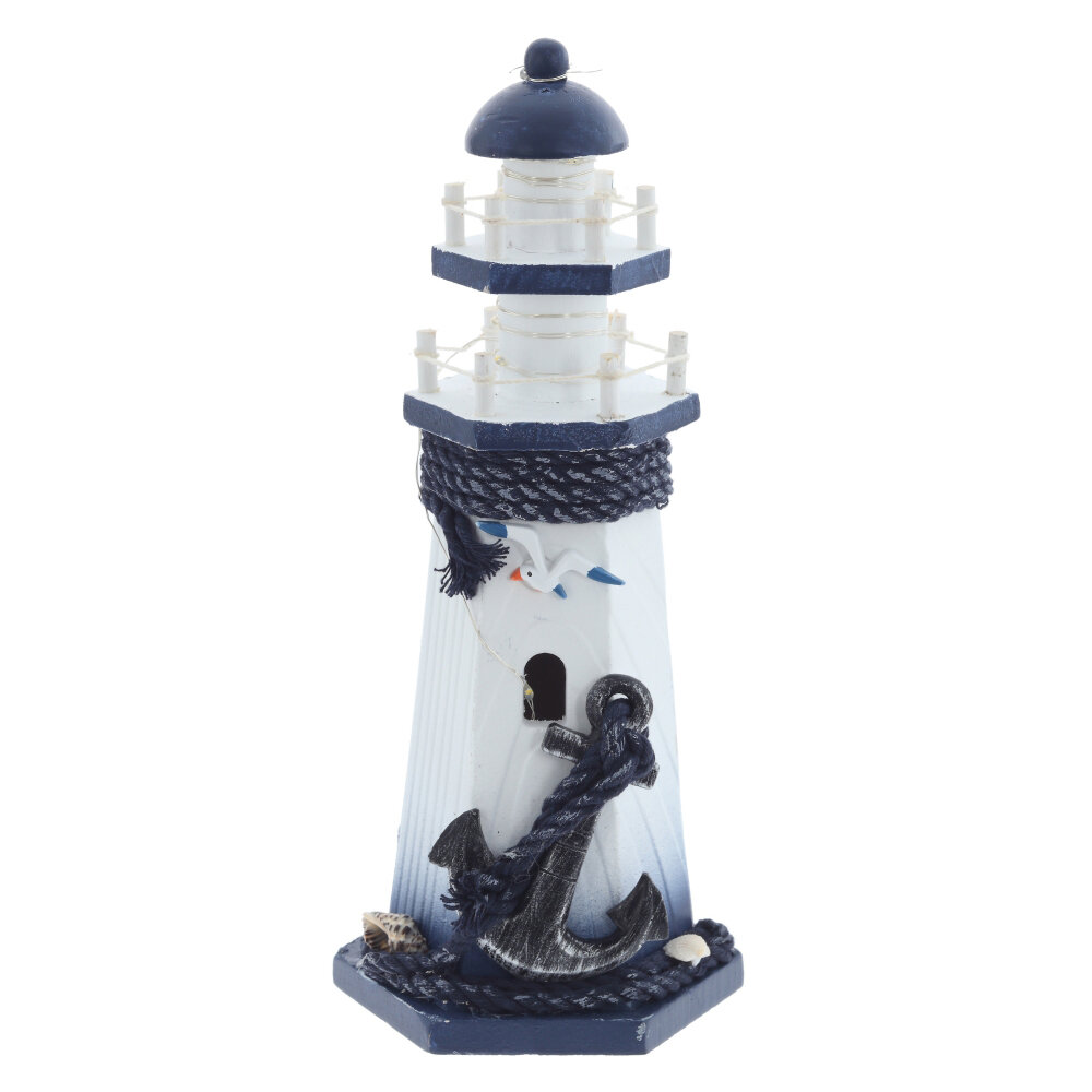 Фигурка декоративная "Маяк" (подсветка 3xLR44) , L11,, L11,5 W10 H26,5 см, 4в.