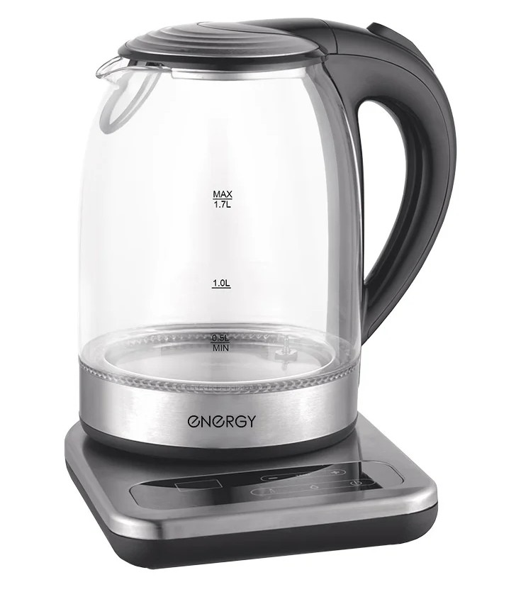 Эл,чайник ENERGY E-220E (1,7 л)  стекло, на подставке ПРОМО!!!