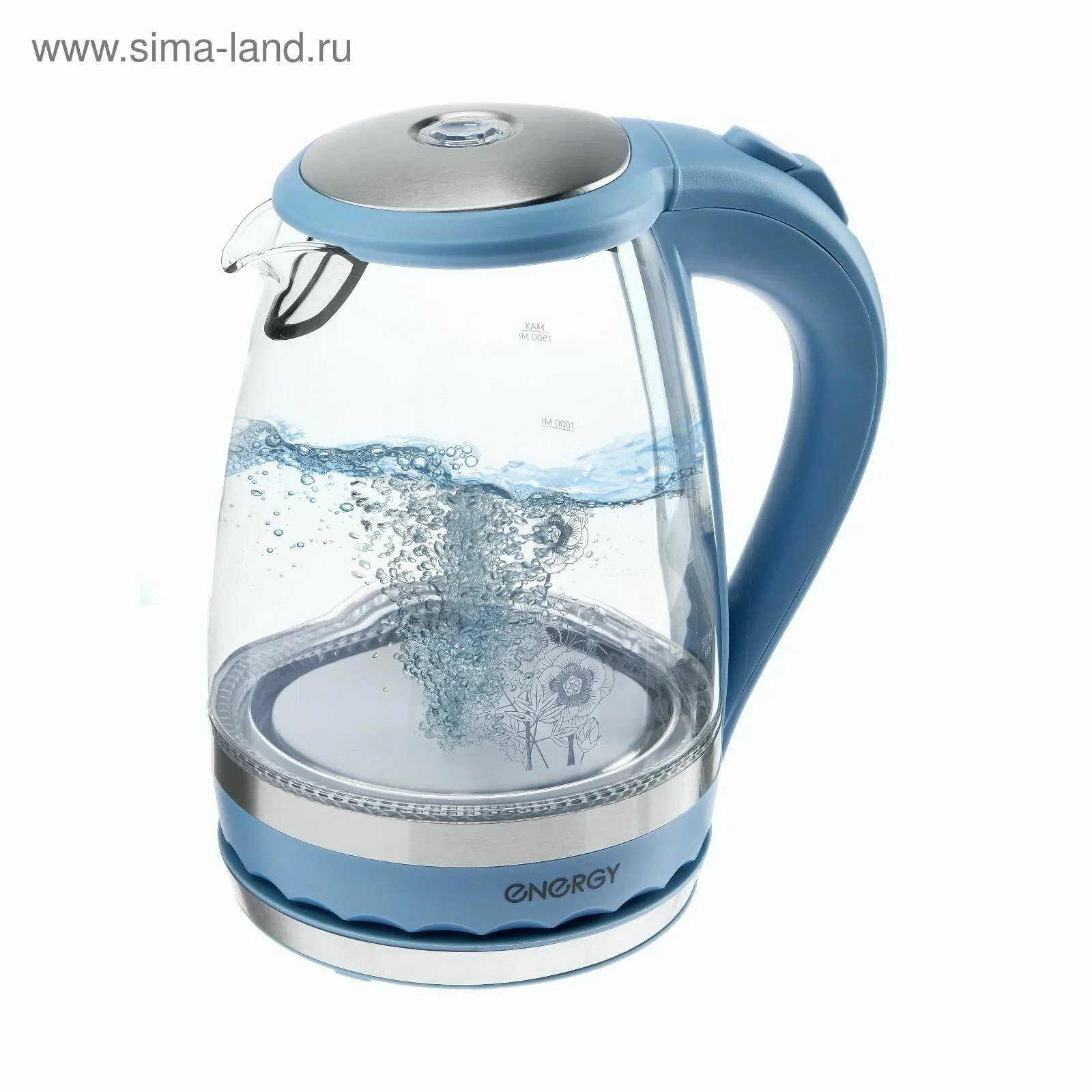 Эл,чайник ENERGY E-279 синий (2200 Вт, 1,5 л, стекло)