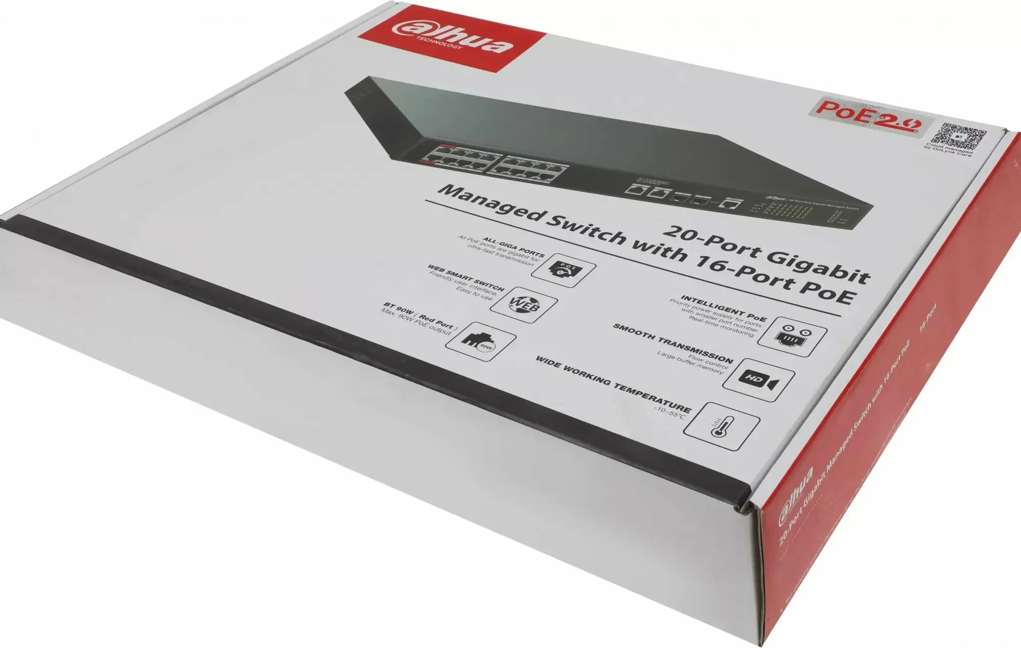 Коммутатор Dahua DH-S4220-16GT-190 (L2) 16x1 Гбит/с 2SFP 16PoE 190W управляемый