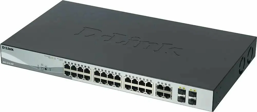 Коммутатор DGS-1210-28P/F5A Настраиваемый L2 PoE-коммутатор, 24x1000Base-T, 4хCombo 1000Base-T/SFP