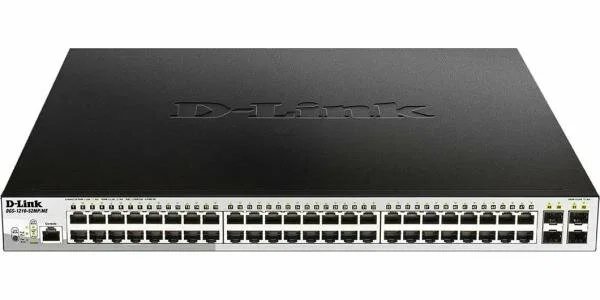 Коммутатор DGS-1210-52MP/F Smart L2 Switch 48х1000Base-T PoE, 4хCombo 1000Base-T/SFP, PoE Budget 370W, Compact CLI