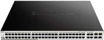 Коммутатор DGS-1210-52MP/F Smart L2 Switch 48х1000Base-T PoE, 4хCombo 1000Base-T/SFP, PoE Budget 370W, Compact CLI