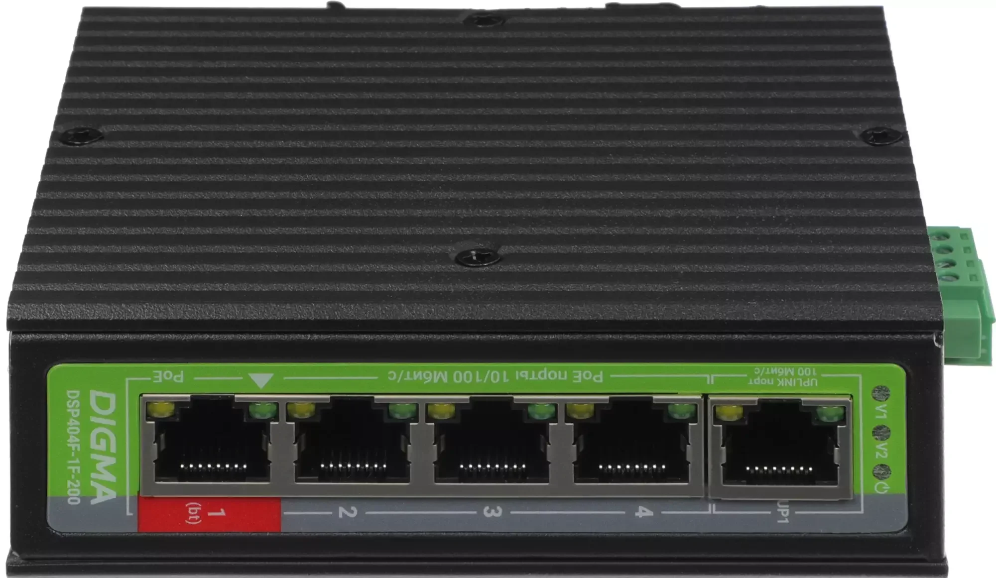 Коммутатор Digma DSP404F-1F-200 (L2) 5x100 Мбит/с 4PoE 4PoE+ 1PoE++ 200W неуправляемый