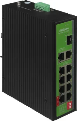 Коммутатор Digma DSP408F-2G1S-300 (L2) 8x100 Мбит/с 2x1 Гбит/с 1SFP 8PoE 8PoE+ 1PoE++ 300W неуправляемый
