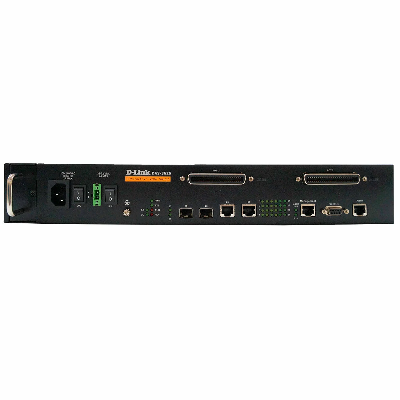 Коммутатор D-Link (DAS-3626/A1A) 24-порта VDSL2 DSLAM with 2 combo-ports 10/100/1000BASE-T/SFP