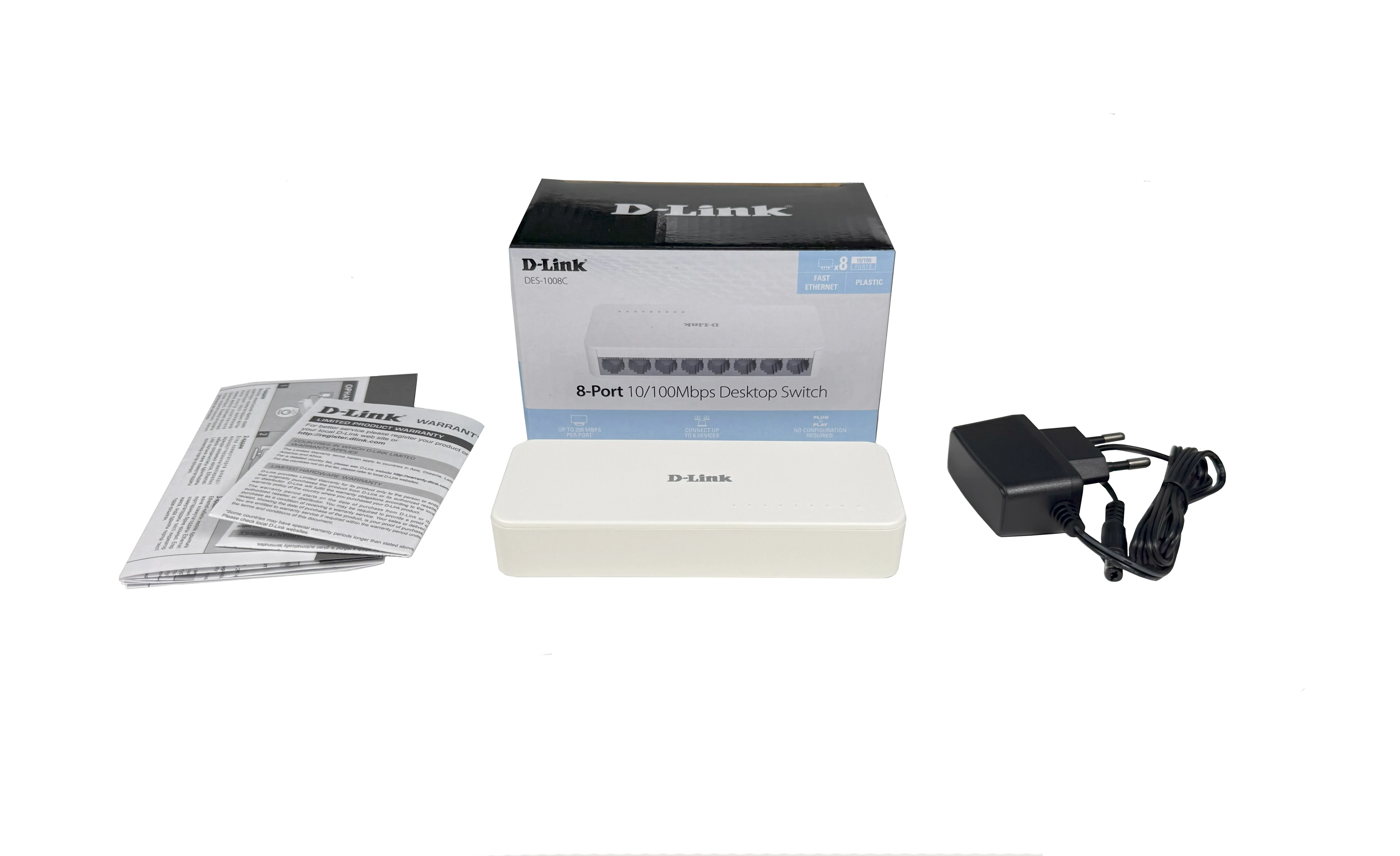 Коммутатор D-Link DES-1008C Коммутатор, 8x100Base-TX, корпус пластик