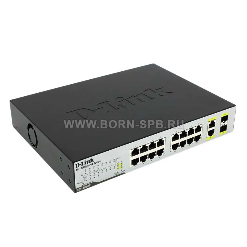 Коммутатор D-Link DGS-1018P DGS-1018P/B1A 16x1 Гбит/с 2SFP 16PoE 240W неуправляемый