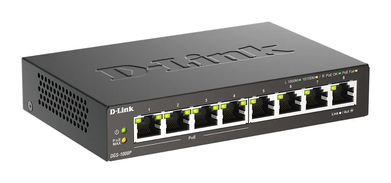 Коммутатор D-Link DGS-1100-05PDV2/A1A, L2 Smart Switch with 4 10/100/1000Base-T ports and 1 10/100/1000Base-T PD port(2 PoE ports 802.3af (15,4 W), Po