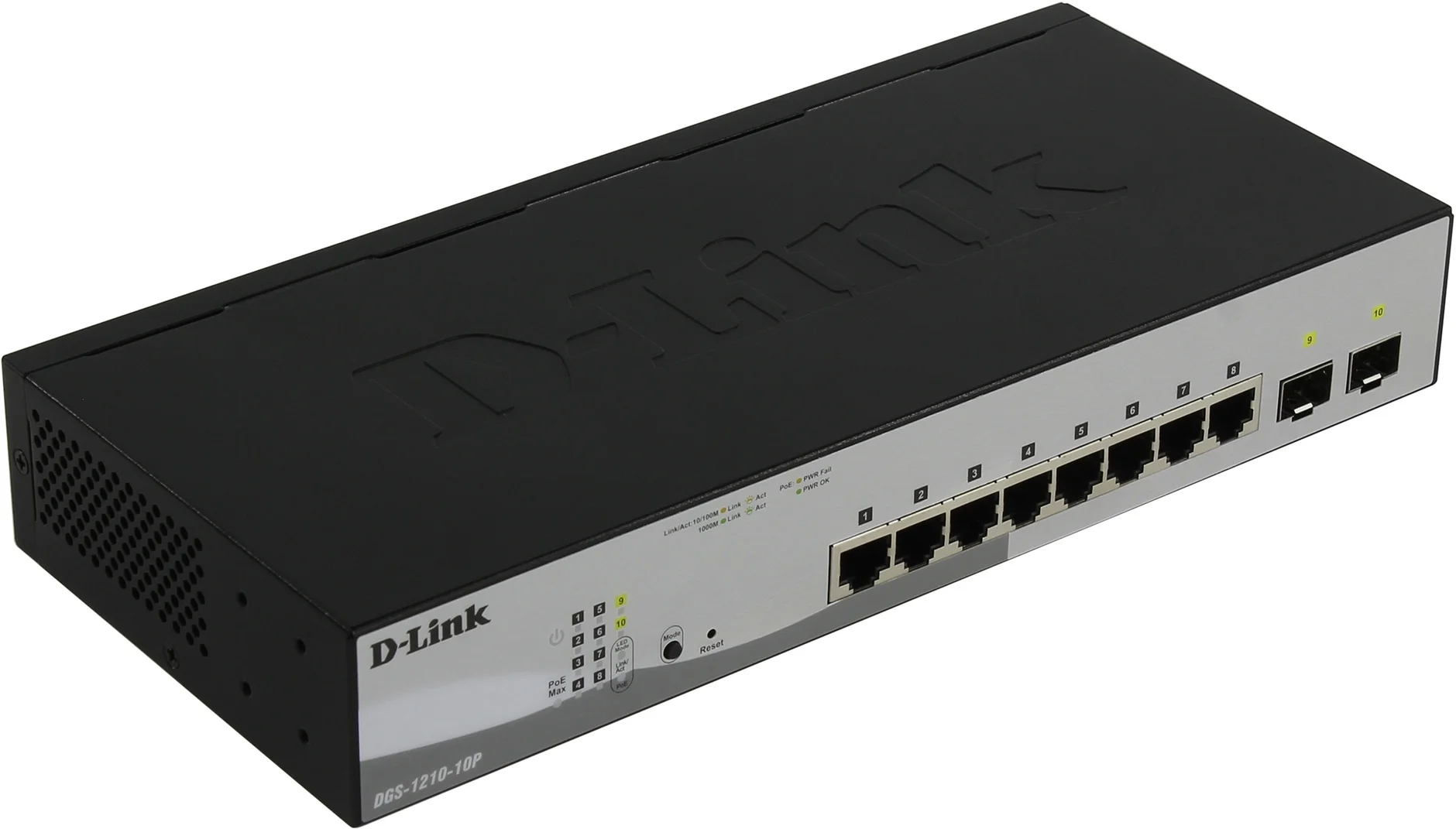 Коммутатор D-Link DGS-1210-10/F1A настраиваемый настольный 8x10/100/1000BASE-T